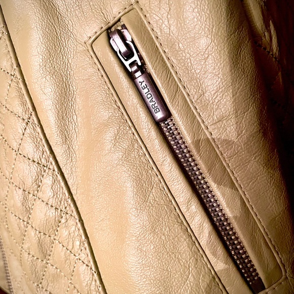 EUC genuine leather quilted lime green moto jacket size S - Picture 11 of 16